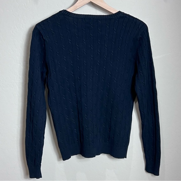 Vintage Izod Sweater Cable Knit 80’s 90’s Y2K Preppy Navy Blue Knit Grandpa Core - Picture 2 of 12